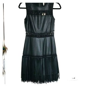 Topshop exclusice collection black leather dres